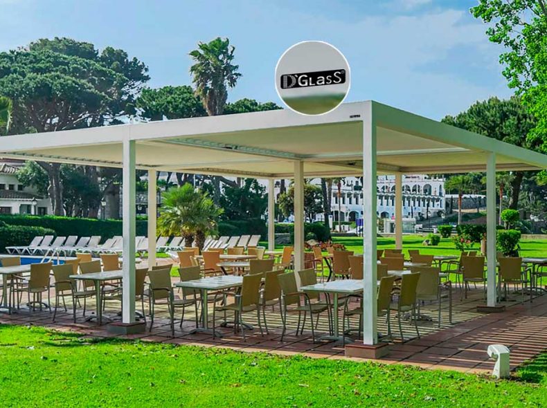 Pérgola cuatro módulos hotel