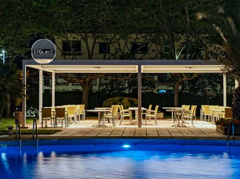 Pérgola cuatro módulos hotel