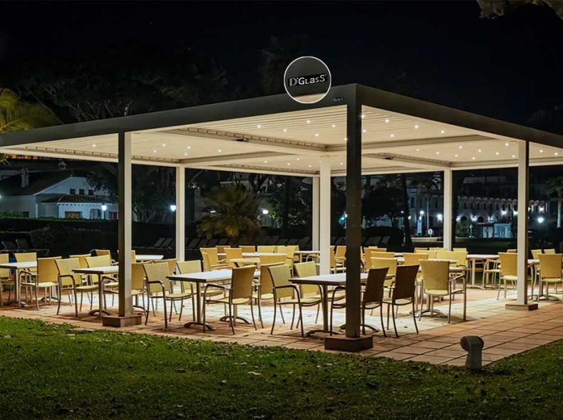 Pérgola cuatro módulos hotel