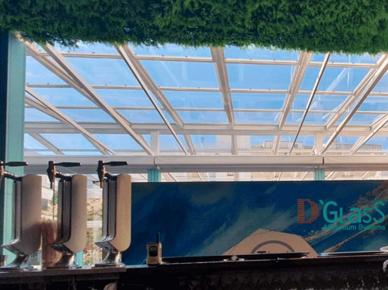 techo movil dos aguas hostelería